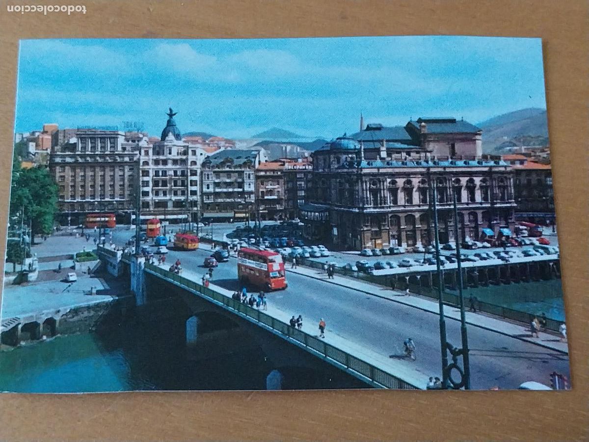Postales: BILBAO TEATRO ARRIAGA PUENTE VICTORIA MINI POSTAL 10X6.5CMS SC ORIGINAL