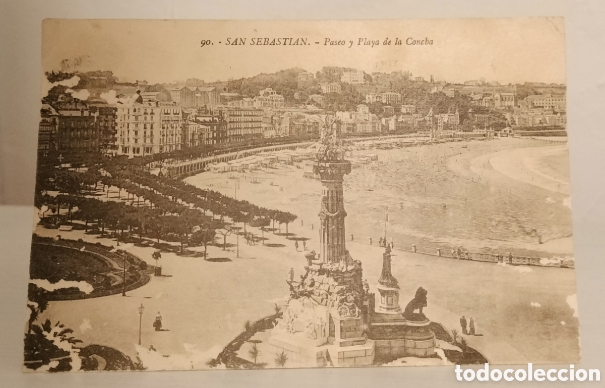 Postales: San Sebasti&aacute;n,paseo y playa de la concha