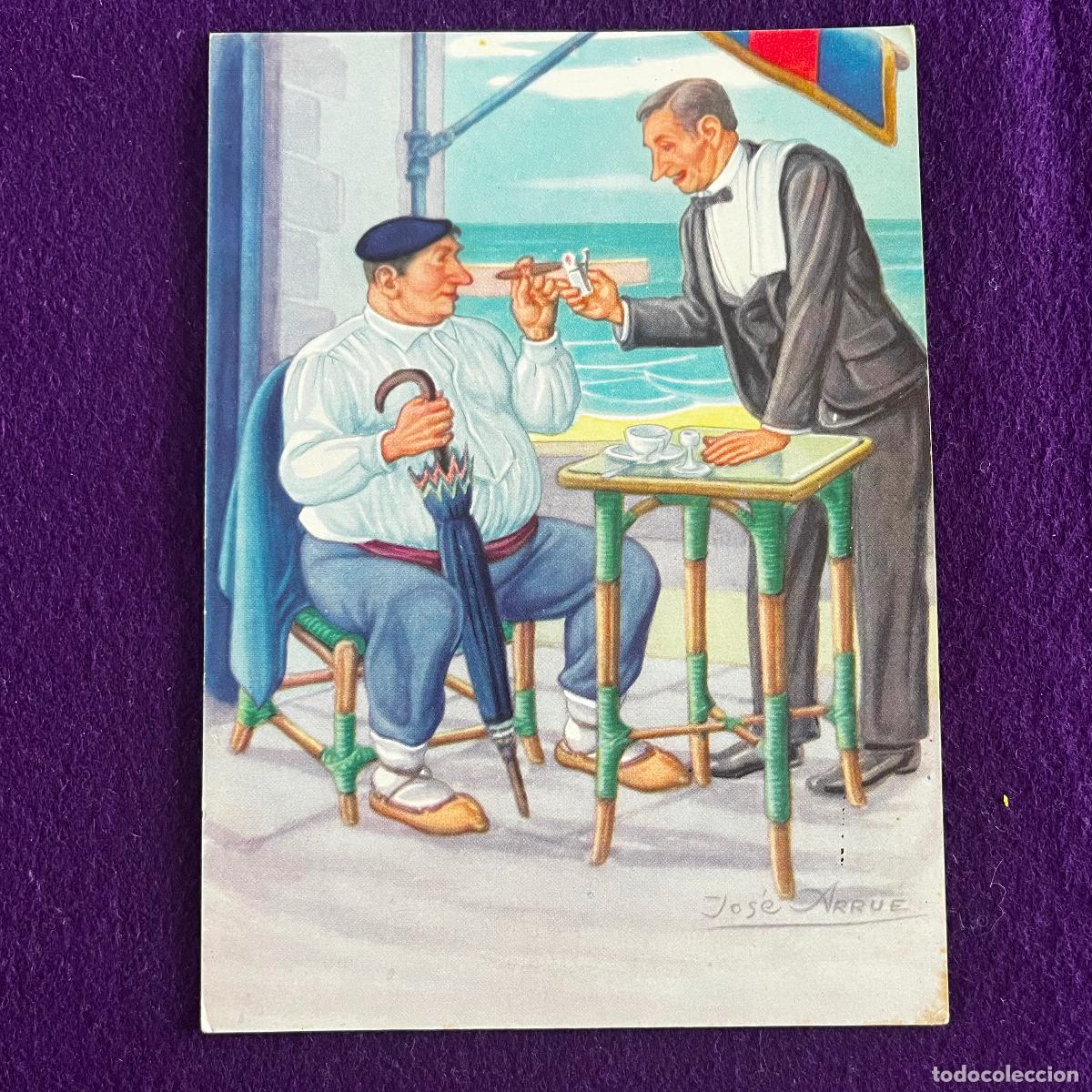 Postales: POSTAL VASCA. JOSE ARRUE. EDITORIAL VASCO AMERICANA. A&Ntilde;O 1962. CON COMENTARIO EN REVERSO.