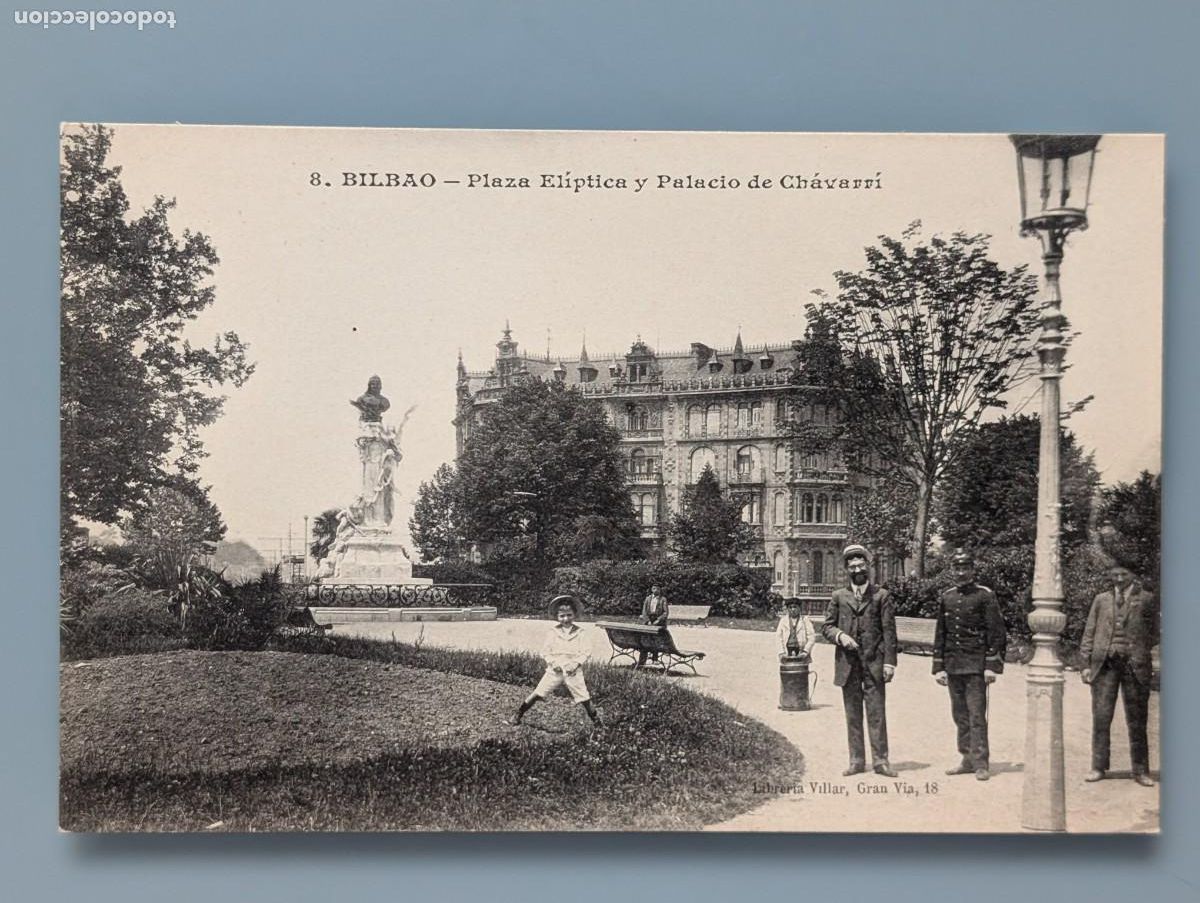 Postales: DIFICIL POSTAL BILBAO N&ordm; 8 PLAZA ELIPTICA Y PALACIO CHAVARRI ED LIBRERIA VILLAR PERFECTA CONSER