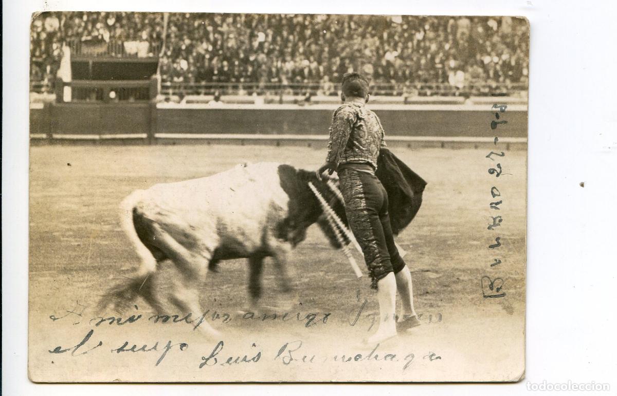 Postales: El torero Luis Buruchaga, postal fotogr&aacute;fica con dedicatoria 1931, Foto Espiga, Bilbao