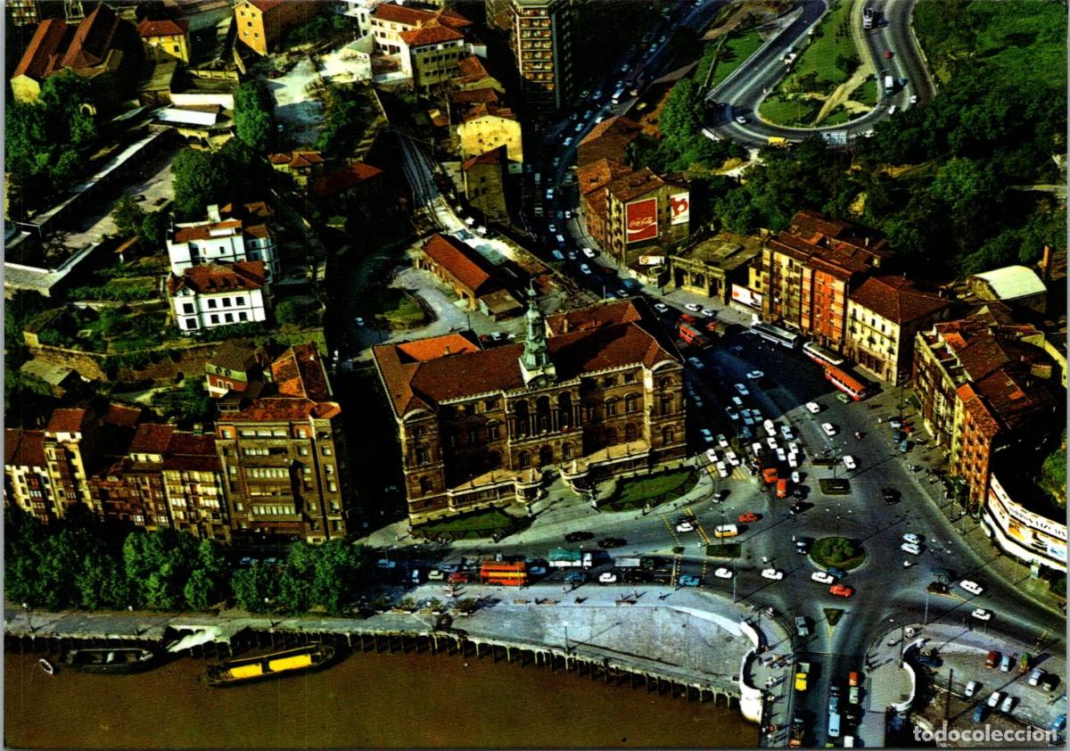 Postales: Bilbao - Vista a&eacute;rea - Ayuntamiento - Troleb&uacute;s 2 pisos - Coca Cola