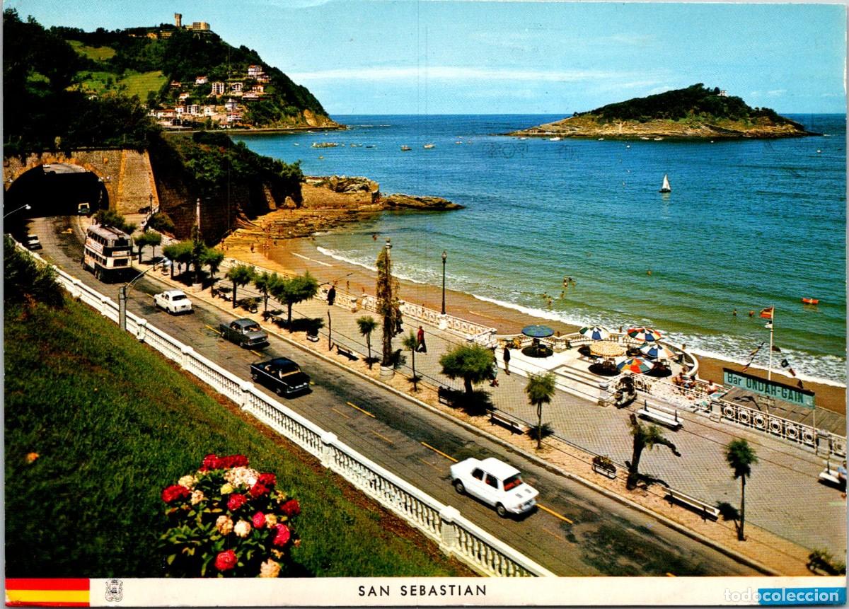Postales: San Sebasti&aacute;n - Miraconcha y Monte Igueldo - Manipel 71 - 152x108mm- Troleb&uacute;s 2 pisos