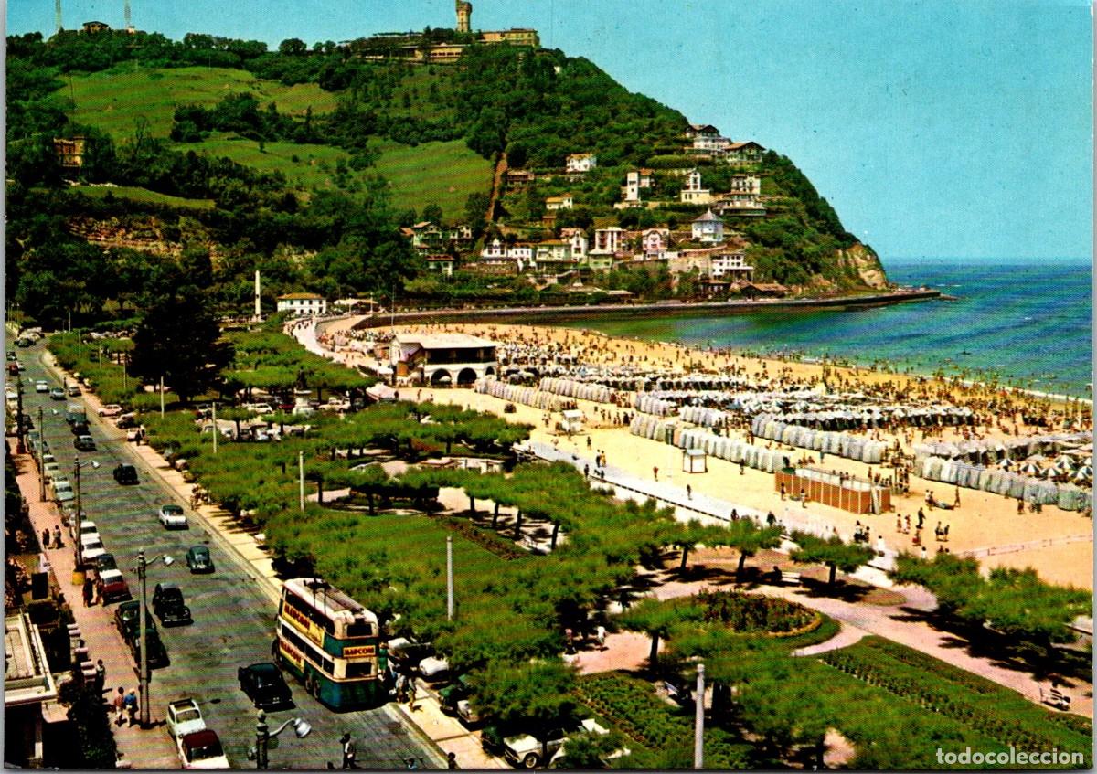 Postales: San Sebasti&aacute;n - Playa de Ondarreta - Arribas 2010 - 150x106mm - Troleb&uacute;s 2 pisos