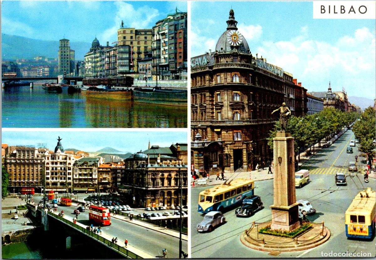Postales: Bilbao - Bellezas de la Ciudad- Garc&iacute;a Garrabella 53- 149x103mm- Troleb&uacute;s 2 pisos x4 - Tren de Carga
