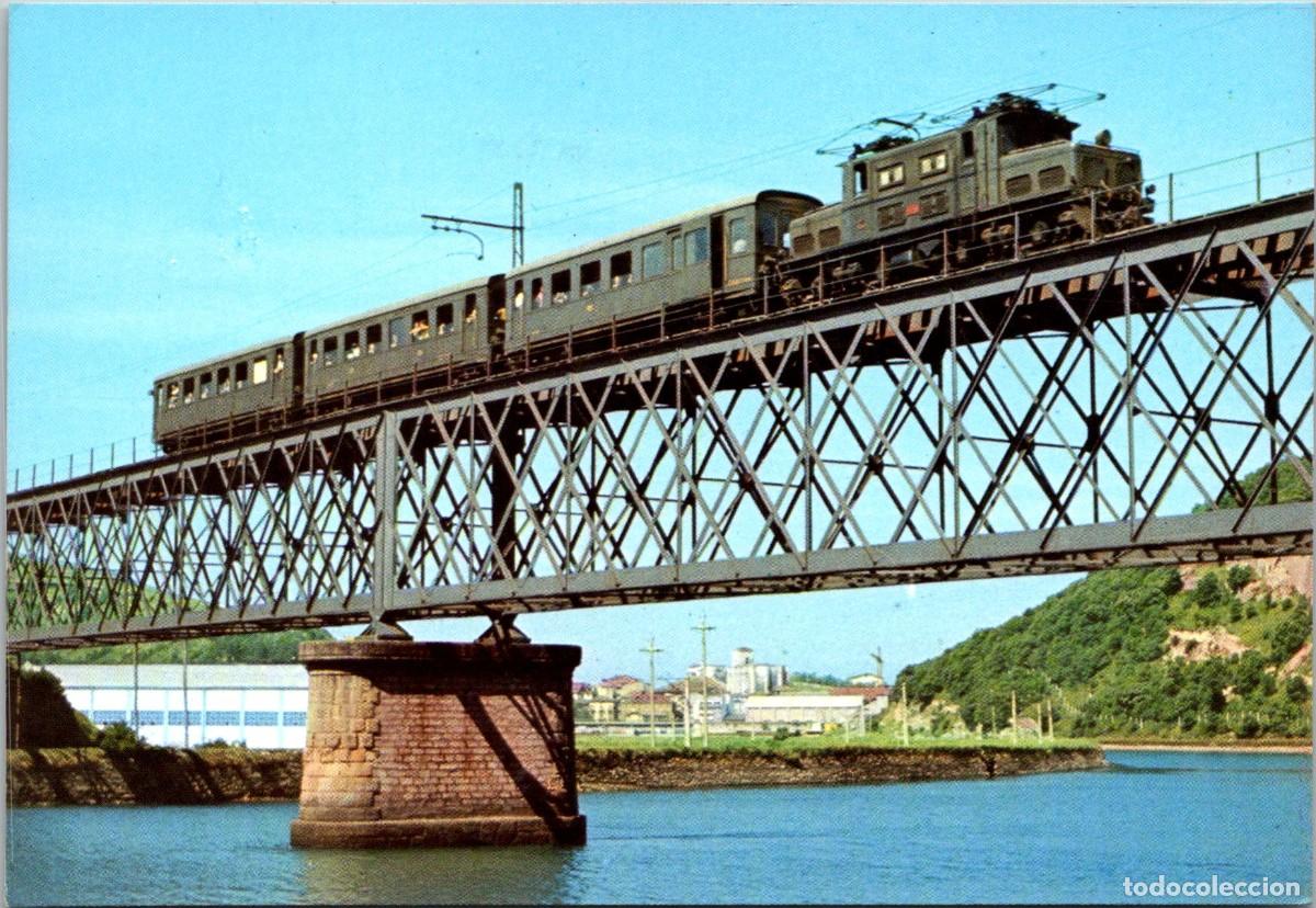 Postales: Zumaya - Ferrocarriles Vascongados - Puente sobre el r&iacute;o Urola - Bergas 5 - 147x102mm