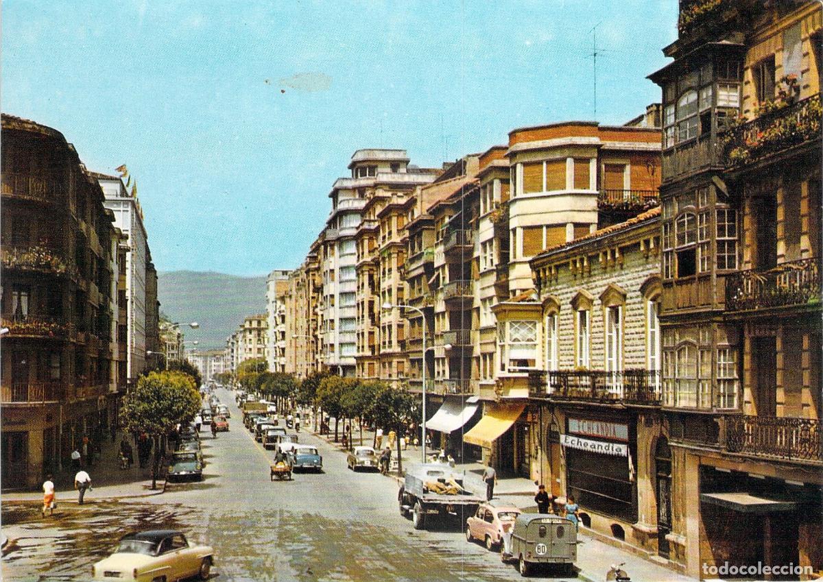 Postales: Postal de Irun: Vista del Paseo de Col&oacute;n