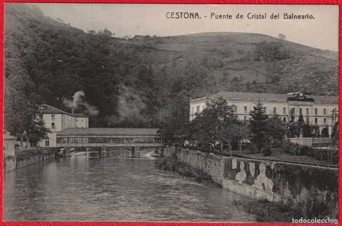 Postales: Balneario de Cestona - Guipuzcoa - Puente de Cristal del Balneario - A. Santos Eibar