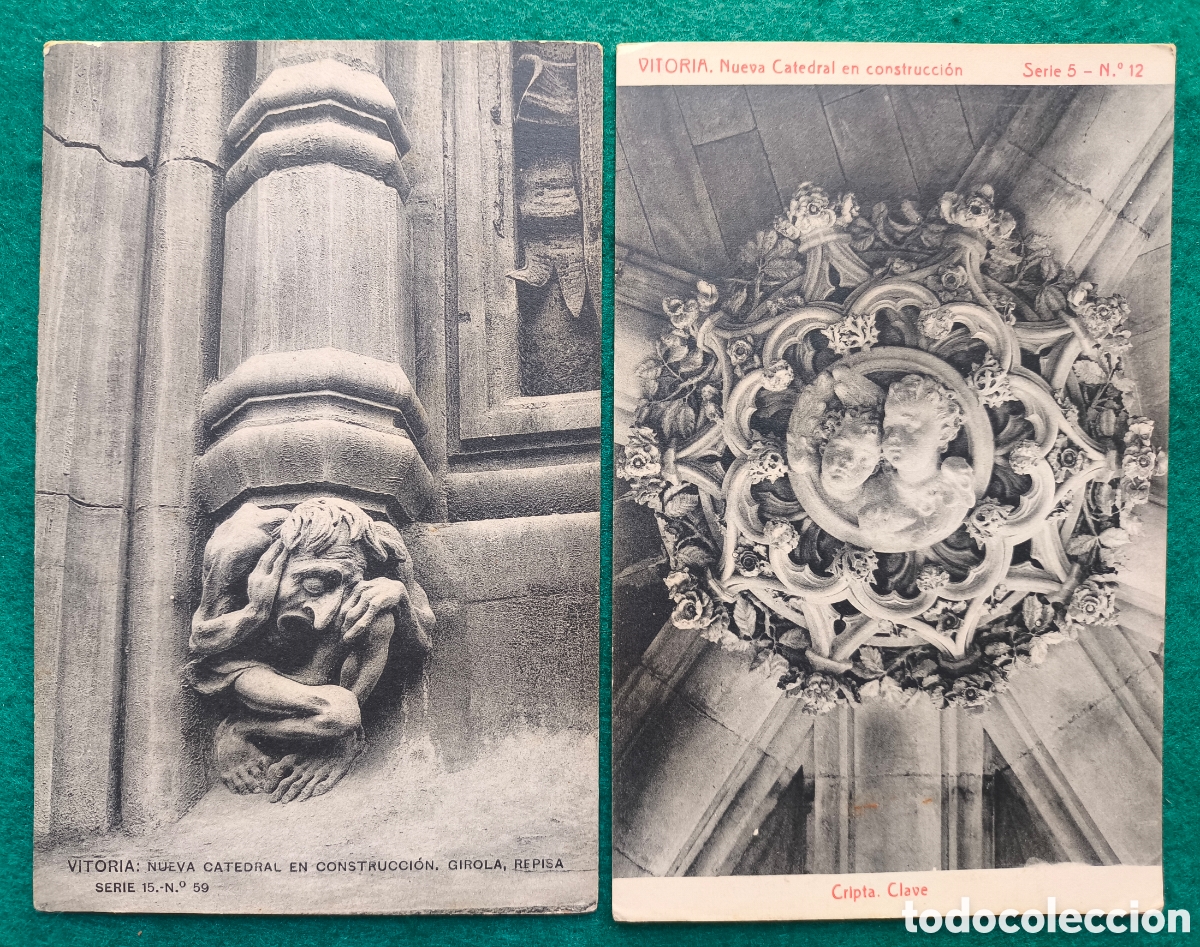 Postales: VITORIA CATEDRAL POSTAL FOTOTIPIA LOTE 2 &Aacute;LAVA C. 1910