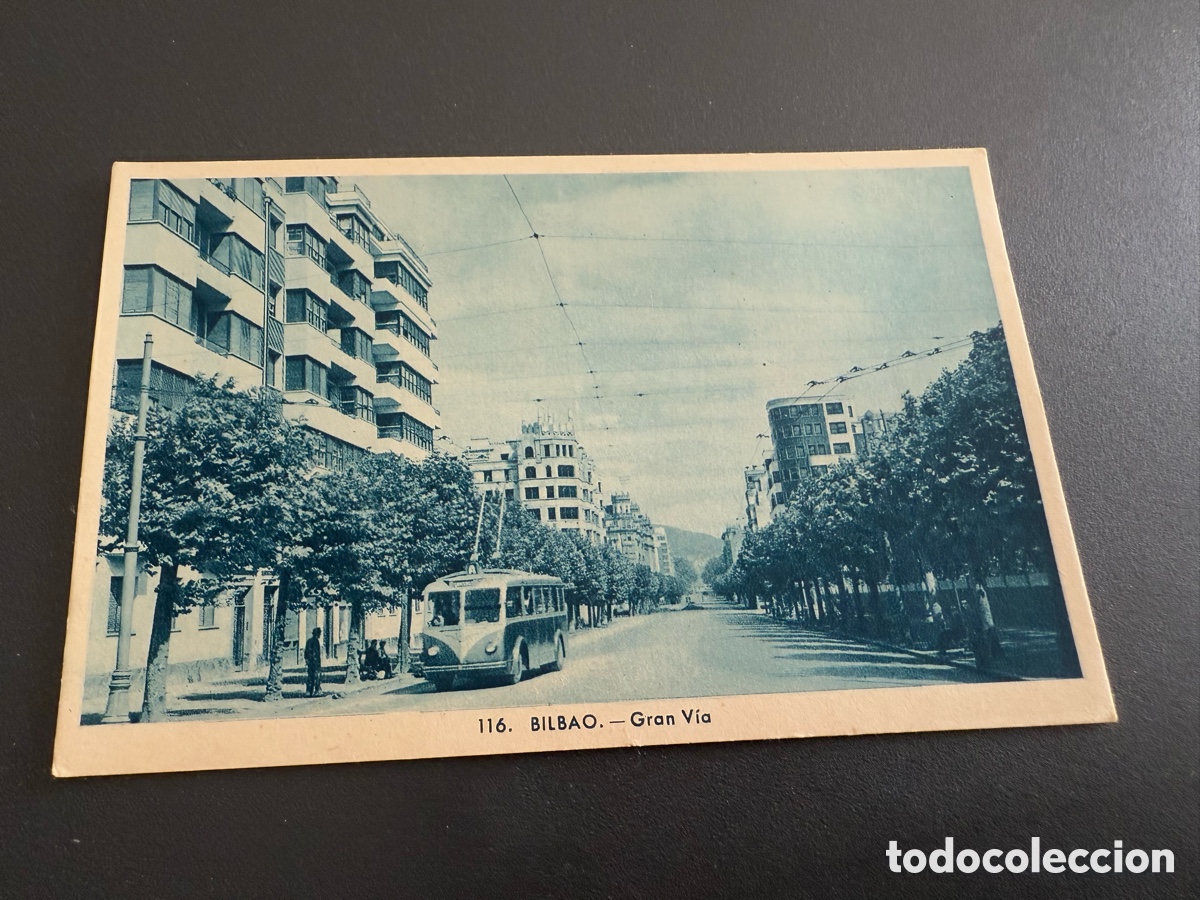 Postales: Postal. BILBAO. GRAN V&Iacute;A. Troleb&uacute;s. ROISIN 116. Coloreada azul