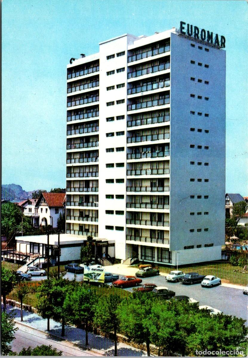 Postales: Zarauz - Hotel Euromar - Gif 139 - 148x102mm - Citro&euml;n DS con barca en la baca