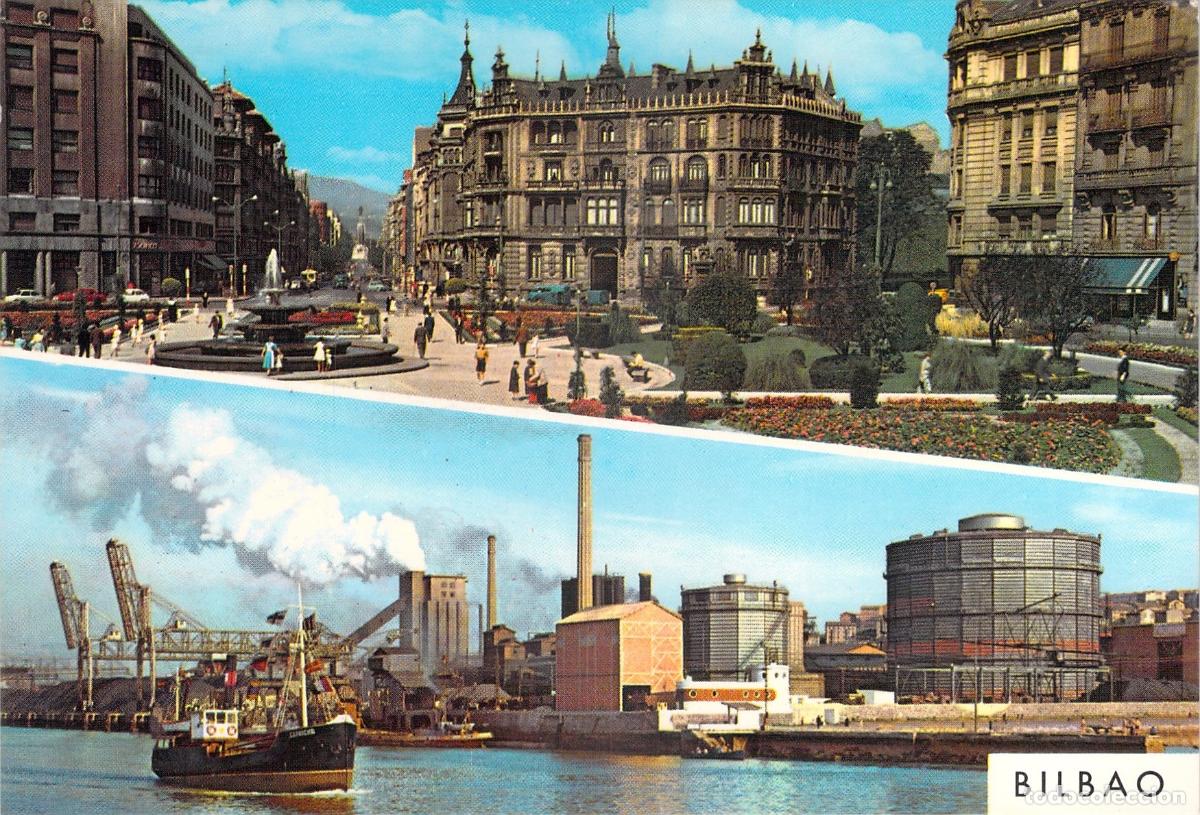 Postales: Postal de Bilbao: Plaza de Federico Moy&uacute;a y Altos Hornos de Vizcaya