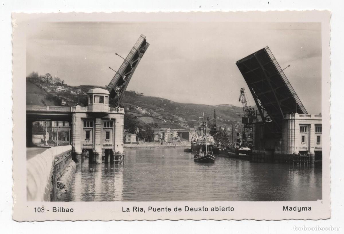 Postales: BILBAO NUM. 103 LA RIA, PUENTE DE DEUSTO -MADYMA- VER DOS CARAS
