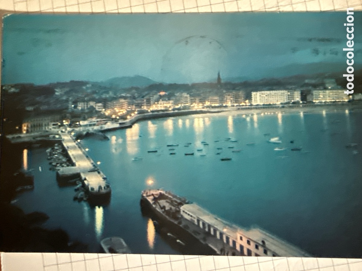 Postales: San Sebasti&aacute;n, vista nocturna desde monte Urgull