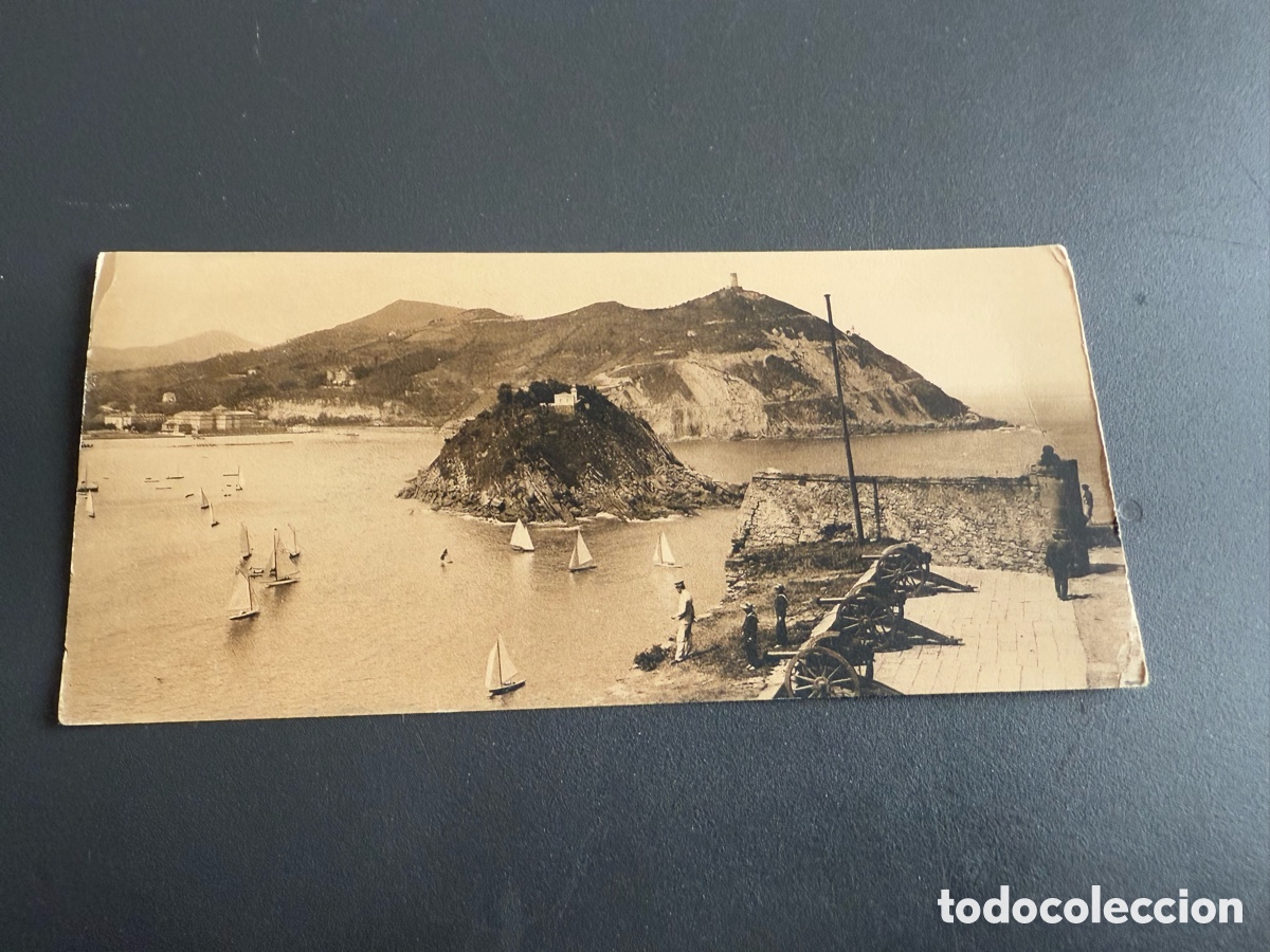 Postales: Postal. SAN SEBASTI&Aacute;N. Isla de Santa Clara desde el Castillo. 15x7 cm