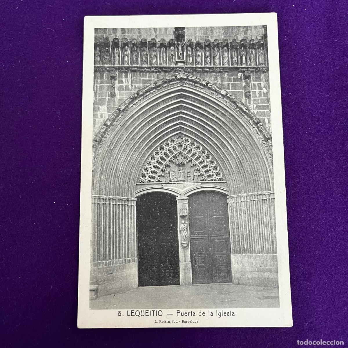 Postales: POSTAL DE LEQUEITIO (VIZCAYA). PUERTA DE LA IGLESIA.