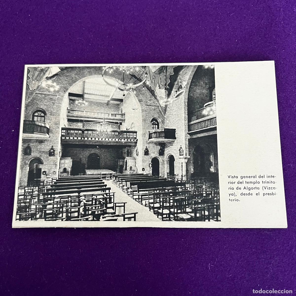 Postales: POSTAL DE ALGORTA (VIZCAYA). INTERIOR DEL TEMPLO TRINITARIO.