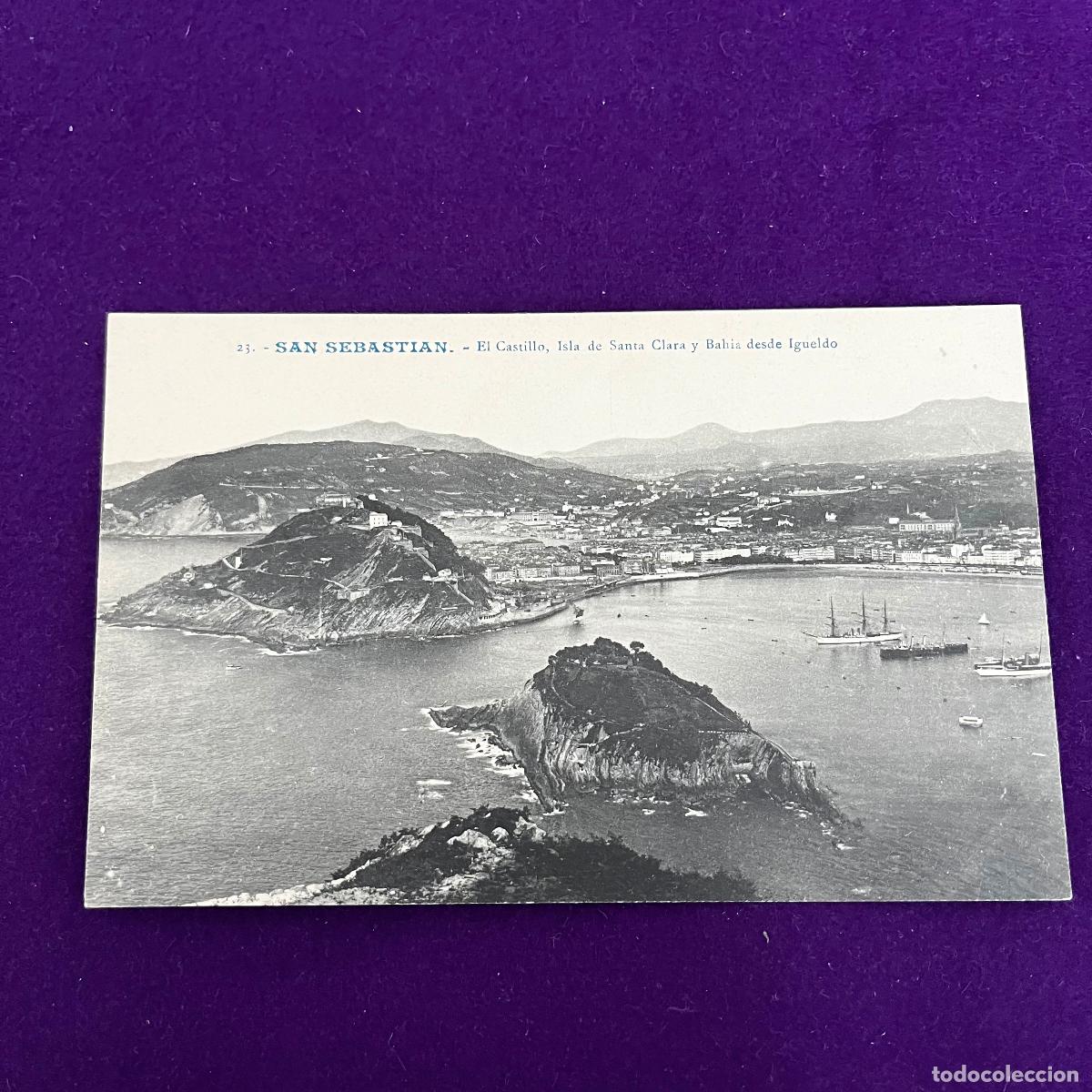 Postales: POSTAL DE SAN SEBASTIAN (GUIPUZCOA). EL CASTILLO, ISLA DE SANTA CLARA Y BAHIA DESDE IGUELDO..