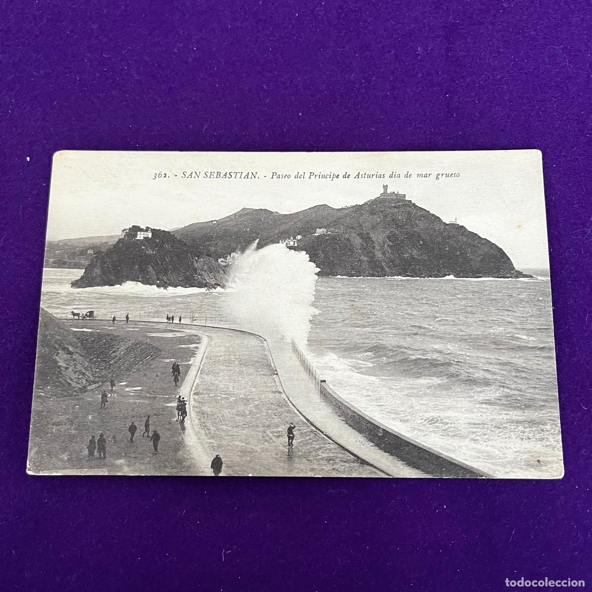 Postales: POSTAL DE SAN SEBASTIAN (GUIPUZCOA). PASEO DEL PRINCIPE DE ASTURIAS DIA DE MAR GRUESO.