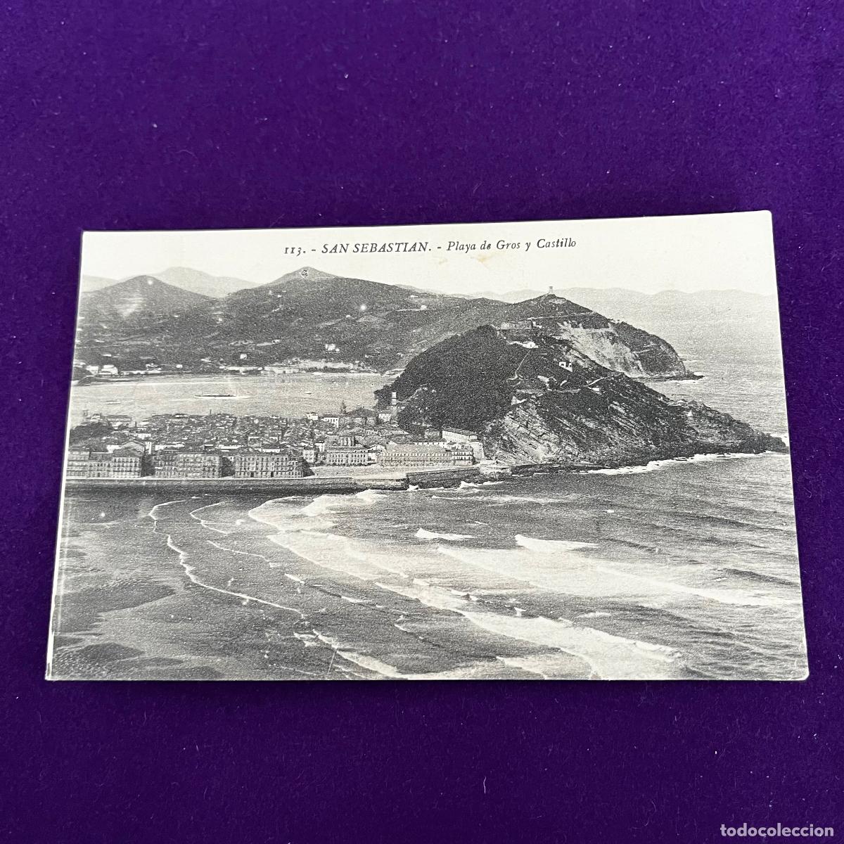 Postales: POSTAL DE SAN SEBASTIAN (GUIPUZCOA). PLAYA DE GROS Y CASTILLO.