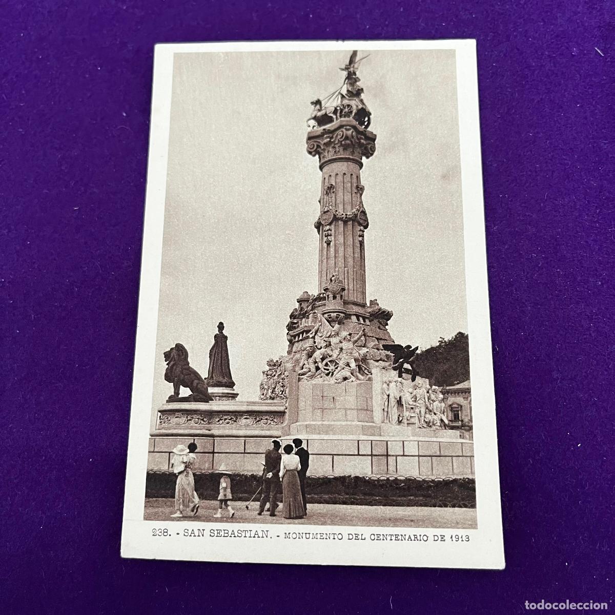 Postales: POSTAL DE SAN SEBASTIAN (GUIPUZCOA). MONUMENTO DEL CENTENARIO DE 1913.