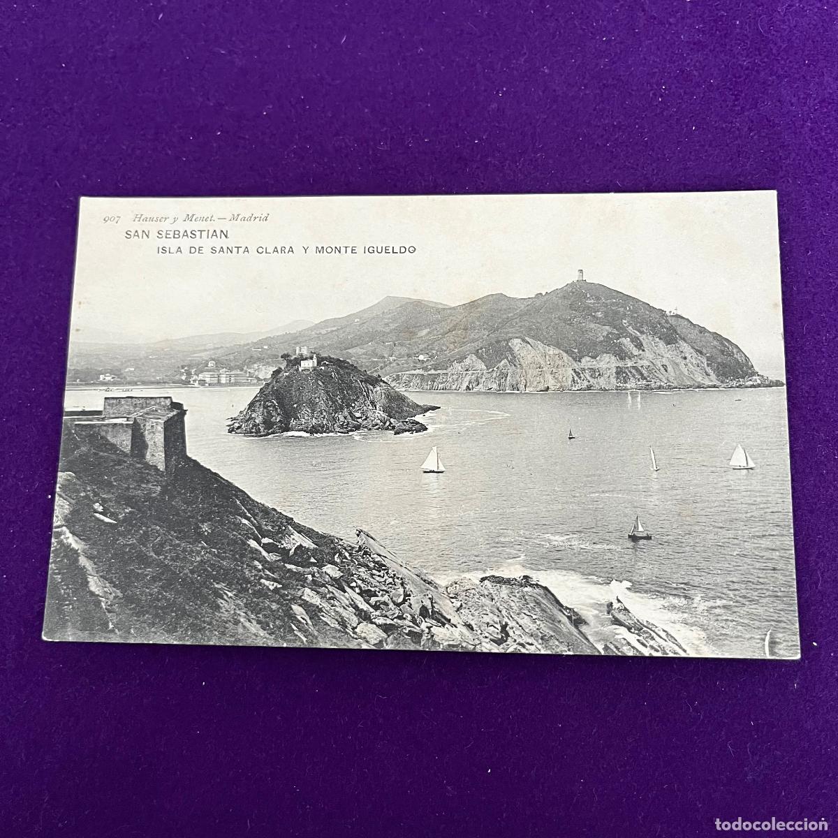 Postales: POSTAL DE SAN SEBASTIAN (GUIPUZCOA). ISLA DE SANTA CLARA Y MONTE IGUELDO.