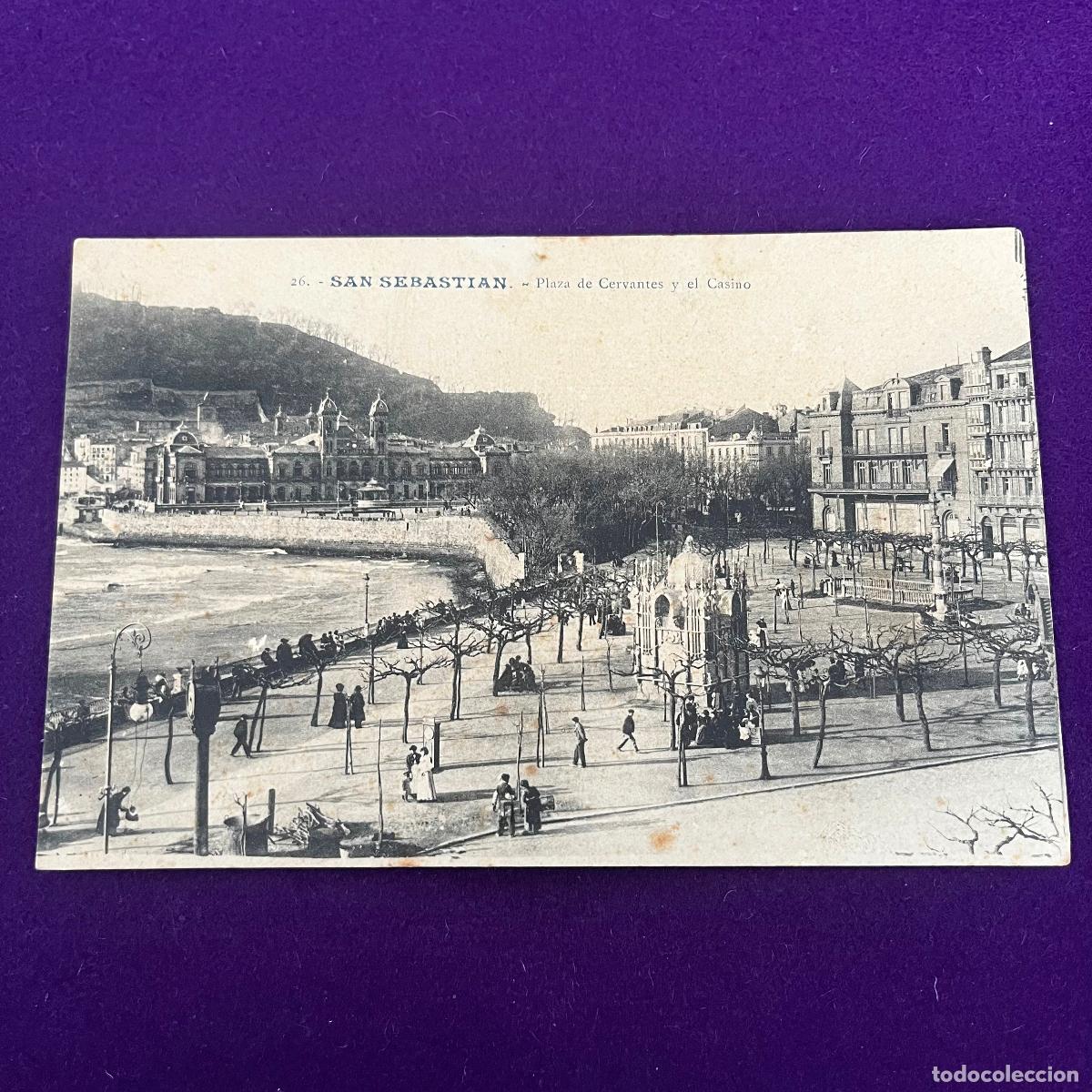 Postales: POSTAL DE SAN SEBASTIAN (GUIPUZCOA). PLAZA DE CERVANTES Y EL CASINO.