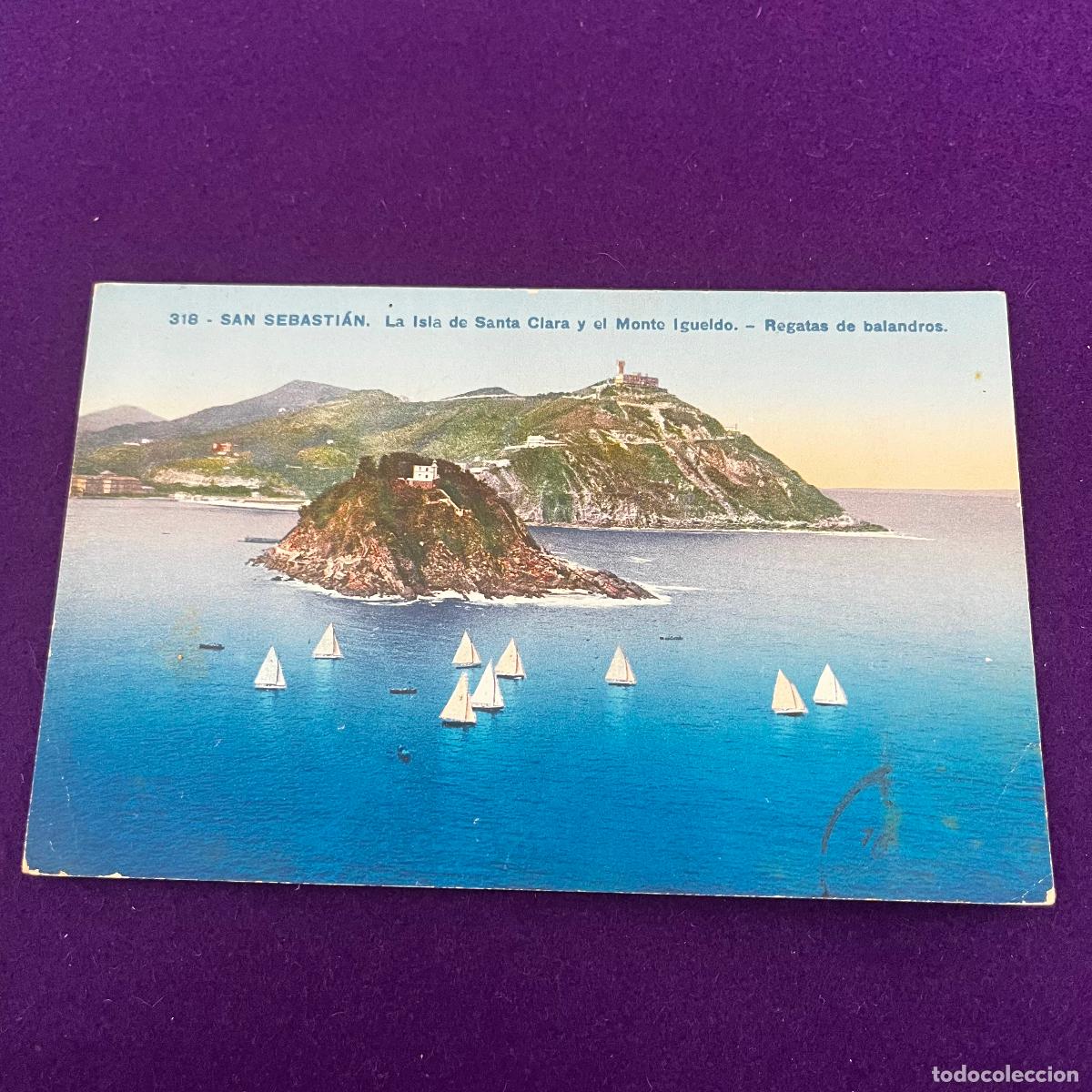 Postales: POSTAL DE SAN SEBASTIAN (GUIPUZCOA). ISLA DE SANTA CLARA Y MONTE IGUELDO.
