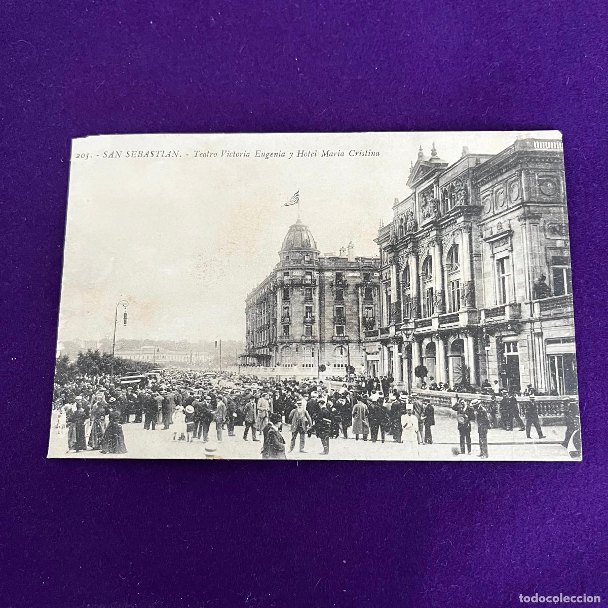 Postales: POSTAL DE SAN SEBASTIAN (GUIPUZCOA). TEATRO VICTORIA Y HOTEL MARIA CRISTINA.