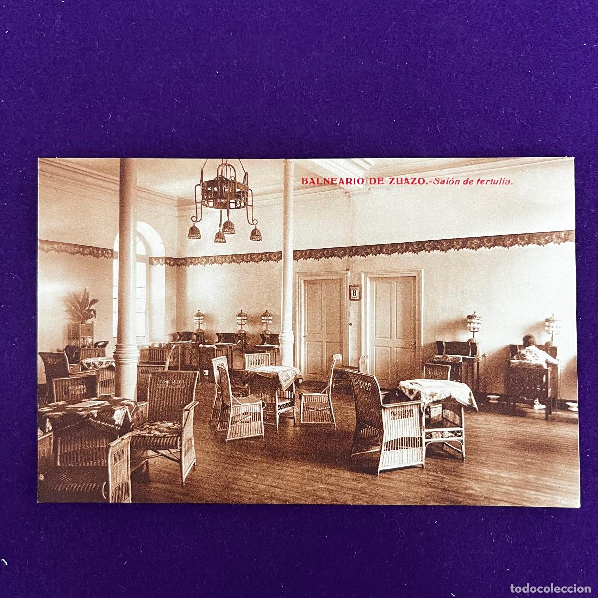 Postales: POSTAL DEL BALNEARIO DE ZUAZO (ALAVA). SALON DE TERTULIA. A&Ntilde;O 1932.