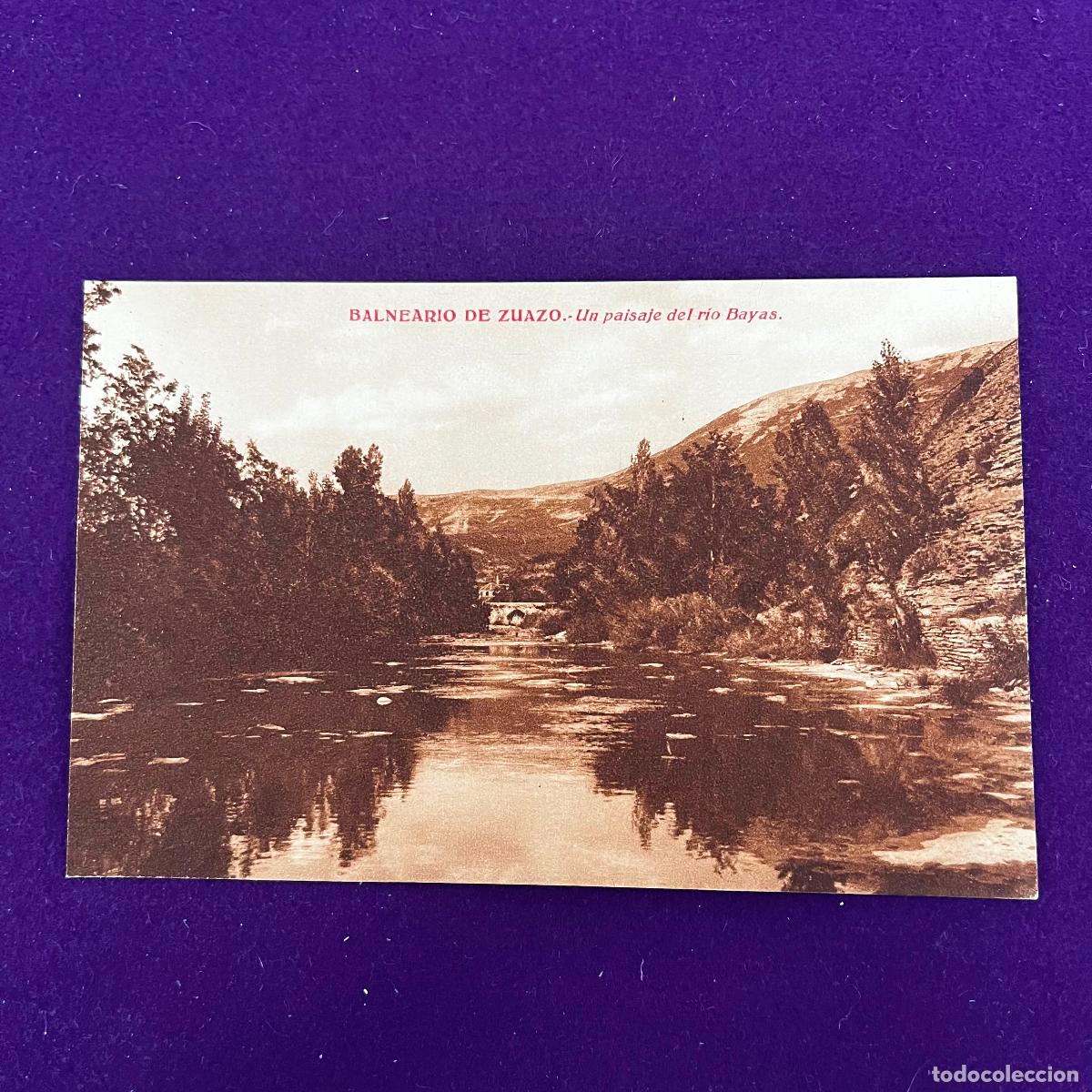 Postales: POSTAL DEL BALNEARIO DE ZUAZO (ALAVA). UN PAISAJE DEL RIO BAYAS. A&Ntilde;O 1932.