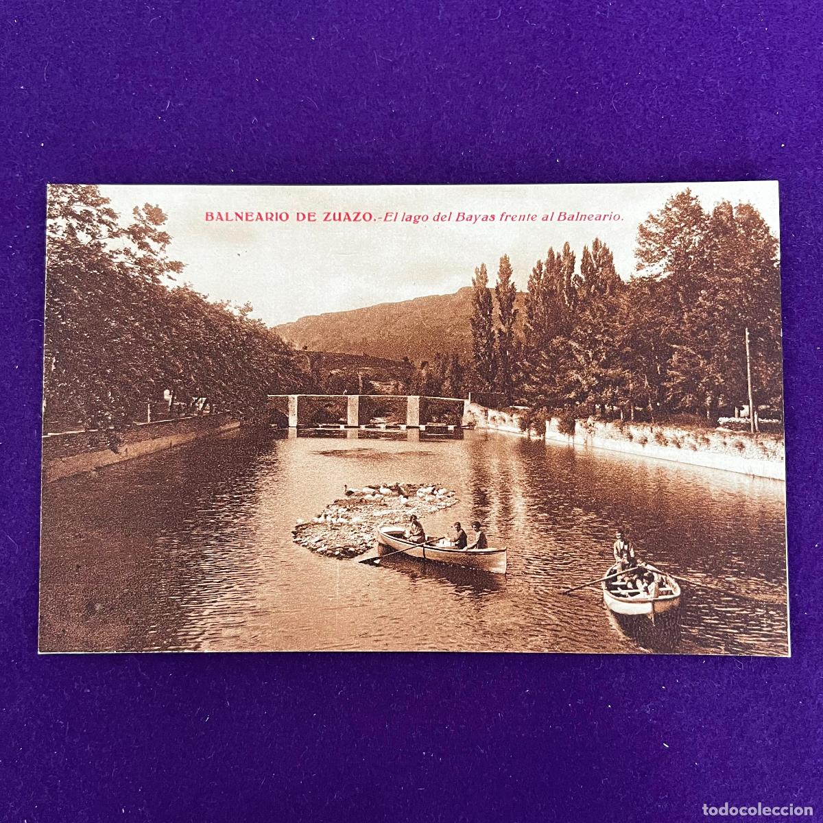 Postales: POSTAL DEL BALNEARIO DE ZUAZO (ALAVA). EL LAGO DEL BAYAS FRENTE AL BALNEARIO. A&Ntilde;O 1932.