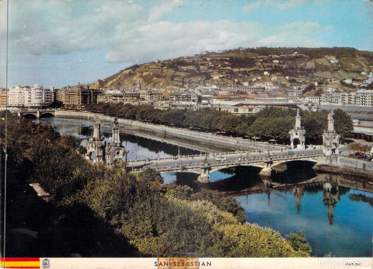 Postales: Postal de San Sebasti&aacute;n R&iacute;o Urumea y Puentes