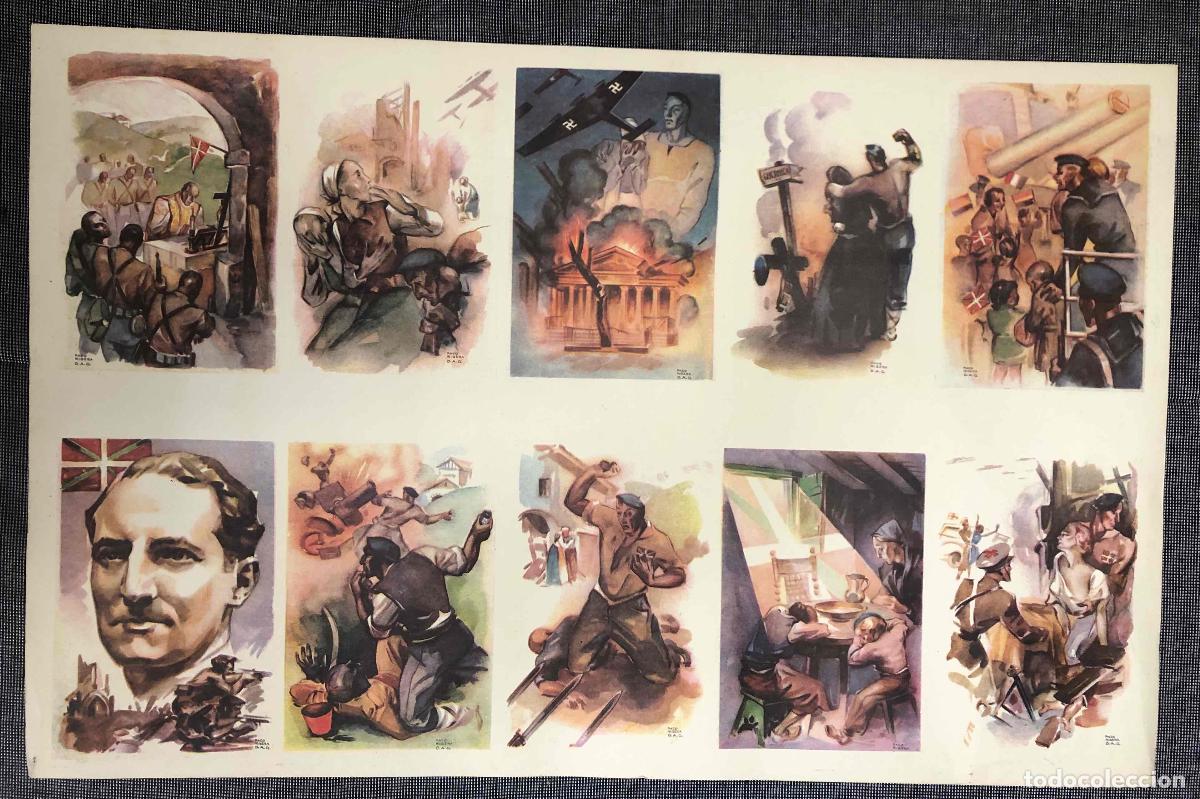 Postales: PLIEGO 10 TARJETAS POSTALES ESTAMPAS DE LA GUERRA EN EUZKADI, PACO RIBERA. REPRODUCCION