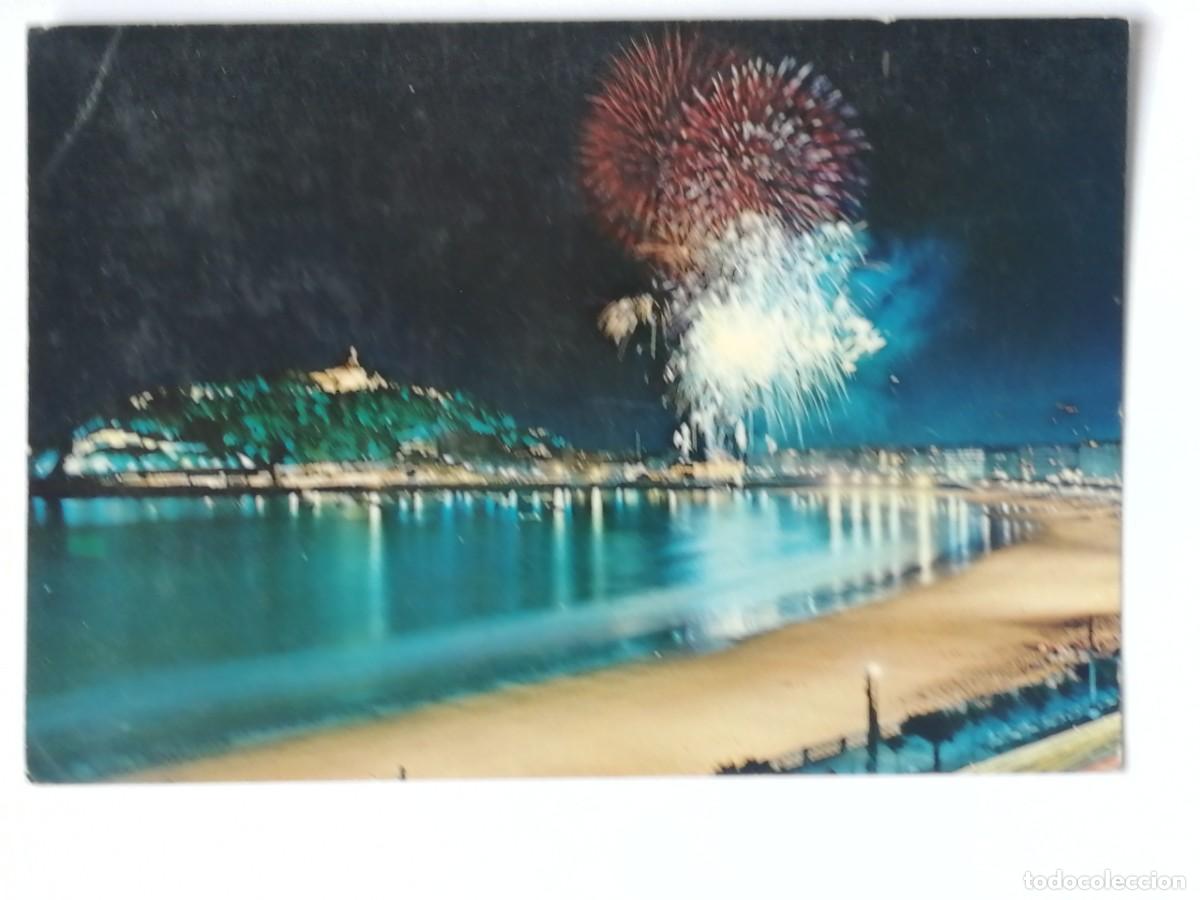 Postales: POSTAL 18605 SIN USO-FUERTES 024 SAN SEBASTIAN GIPUZKOA PLAYA LA CONCHA FUEGOS ARTIFICIALES