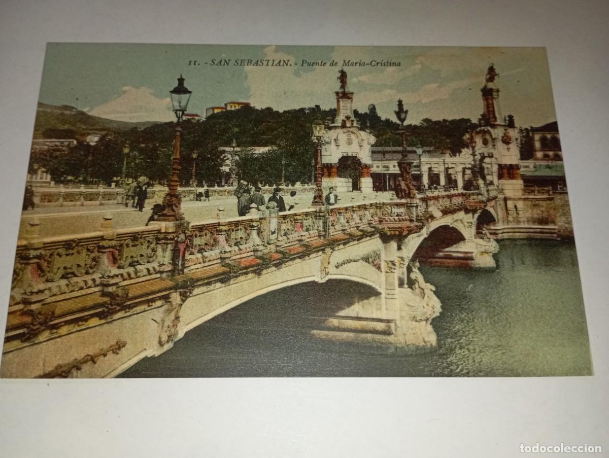 Postales: San Sebasti&aacute;n Puentes Mar&iacute;a Cristina al fondo estaci&oacute;n