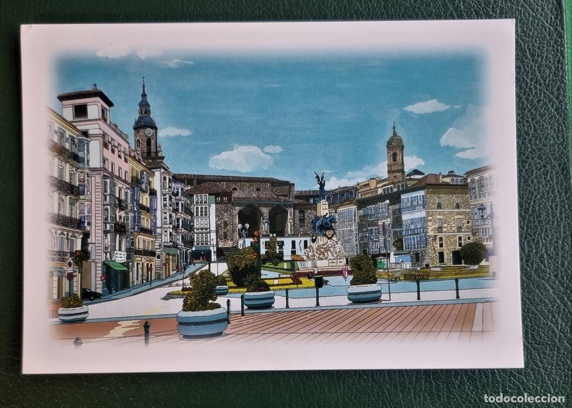 Postales: POSTAL VITORIA PLAZA DE LA VIRGEN BLANCA. POSTAL PARA COLECCIONISTA- OBRA DE JUANJO NAVARRO