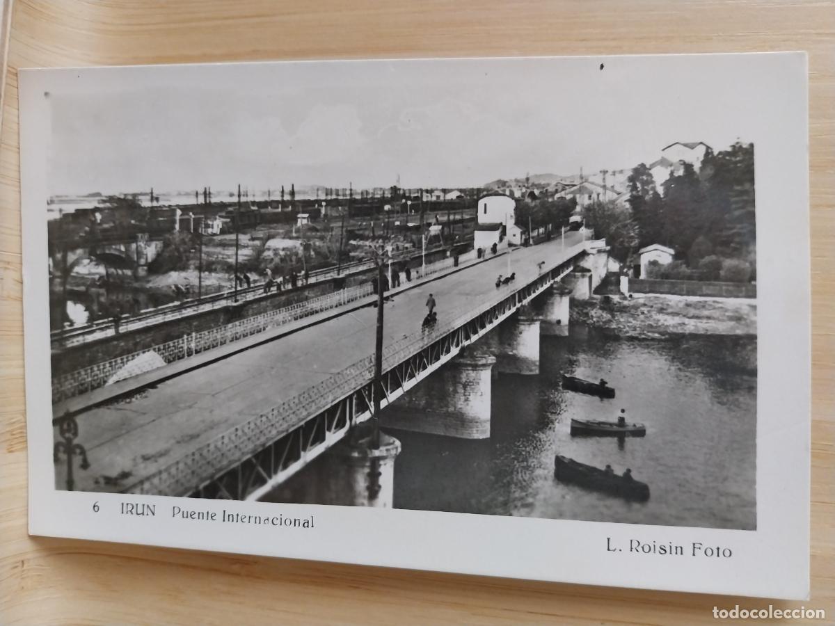 Postales: IRUN PUENTE INTERNACIONAL ED ROISIN 6 SC ORIGINAL ANIMADA BARCAS