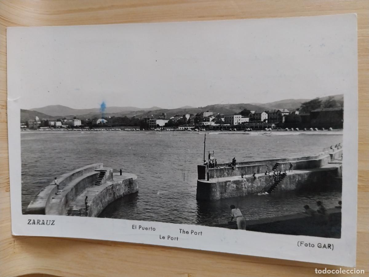 Postales: ZARAUZ PUERTO ED GAR CIRCULADA A&Ntilde;OS 50 ANIMADA