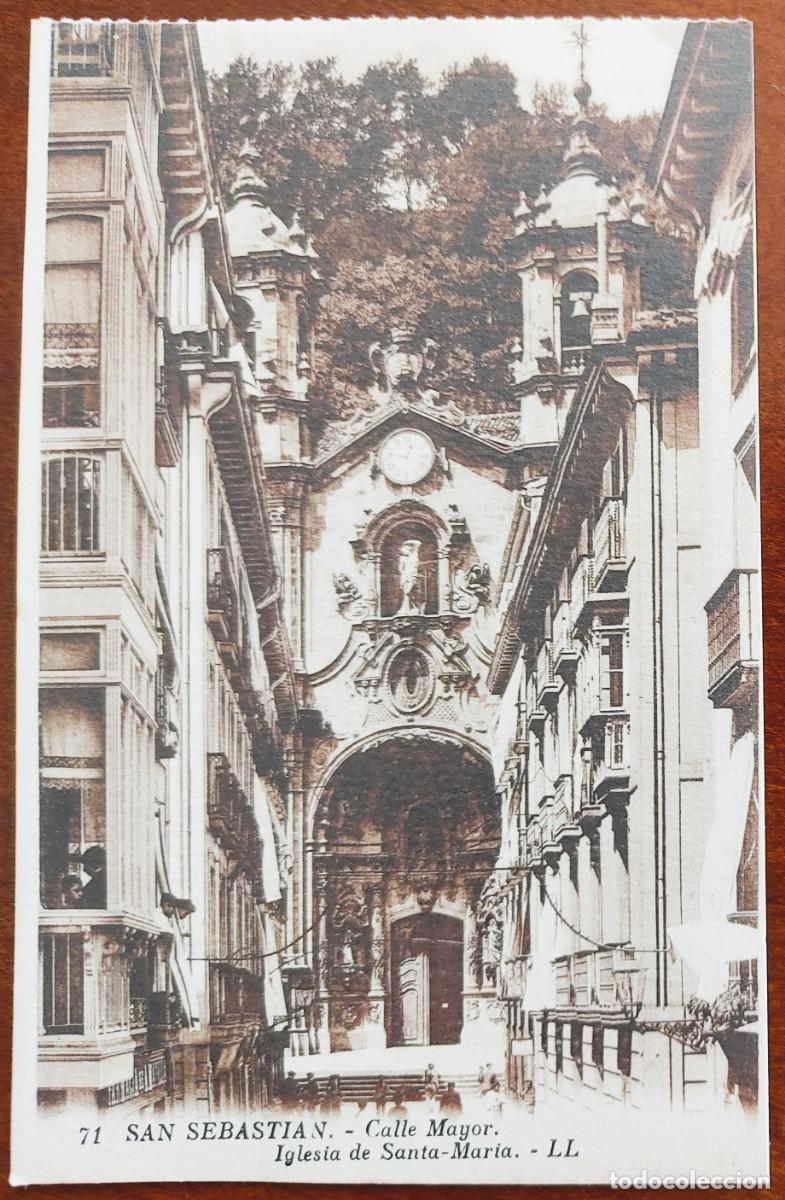 Postales: 71. SAN SEBASTI&Aacute;N. CALLE MAYOR. IGLESIA DE SANTA MAR&Iacute;A - L&Eacute;VY ET NEURDEIN R&Eacute;UNIS, PARISE