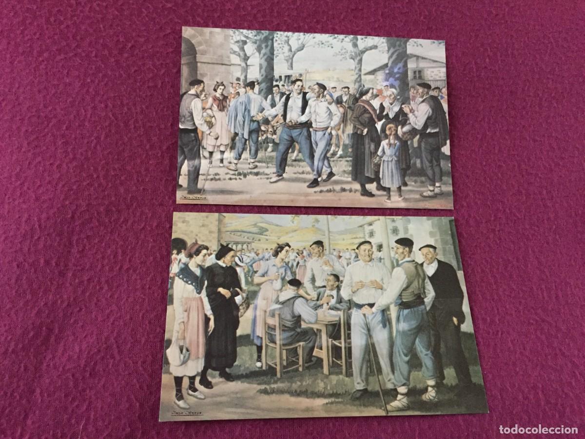 Postales: JOSE ARRUE - 2 POSTALES - N&ordm; 1 LA FERIA y N&ordm; 2 LA ROMERIA --- POSTAL PAIS VASCO