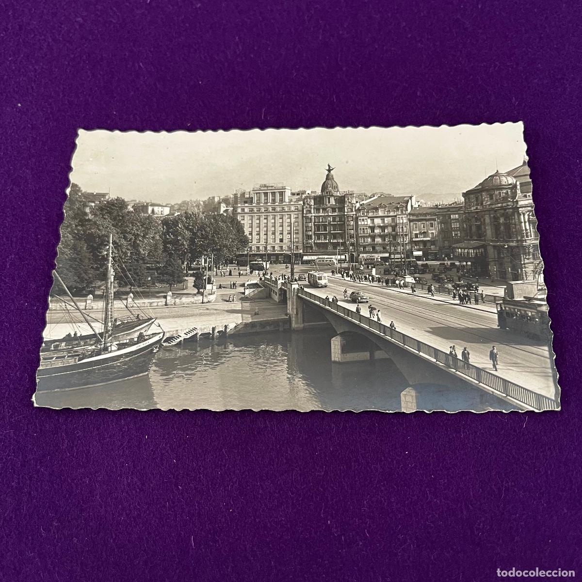 Postales: POSTAL DE BILBAO (VIZCAYA). PUENTE DE LA VICTORIA Y TEATRO ARRIAGA.