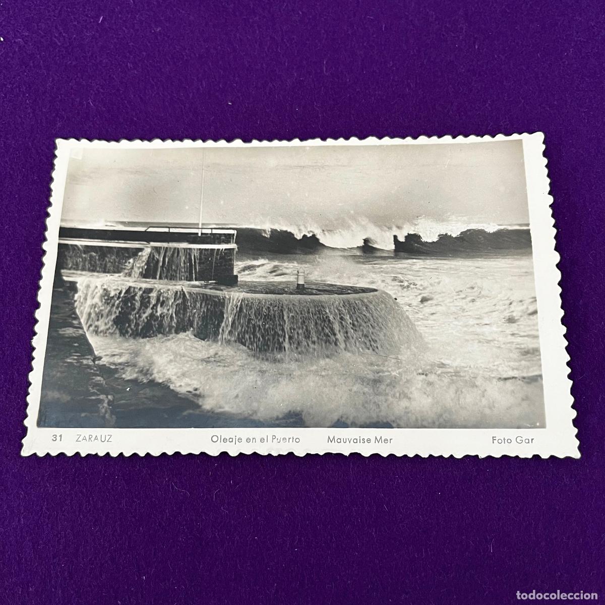Postales: POSTAL DE ZARAUZ (GUIPUZCOA). OLEAJE EN EL PUERTO.