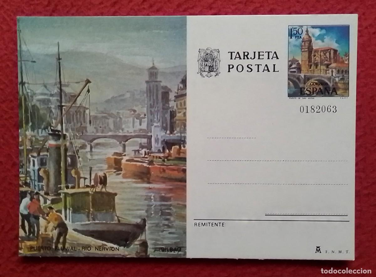Postales: ANTIGUA POSTAL CARTE POSTALE DE EUSKADI POST CARD BILBAO VIZCAYA PUERTO FLUVIAL R&Iacute;O NERVI&Oacute;N...