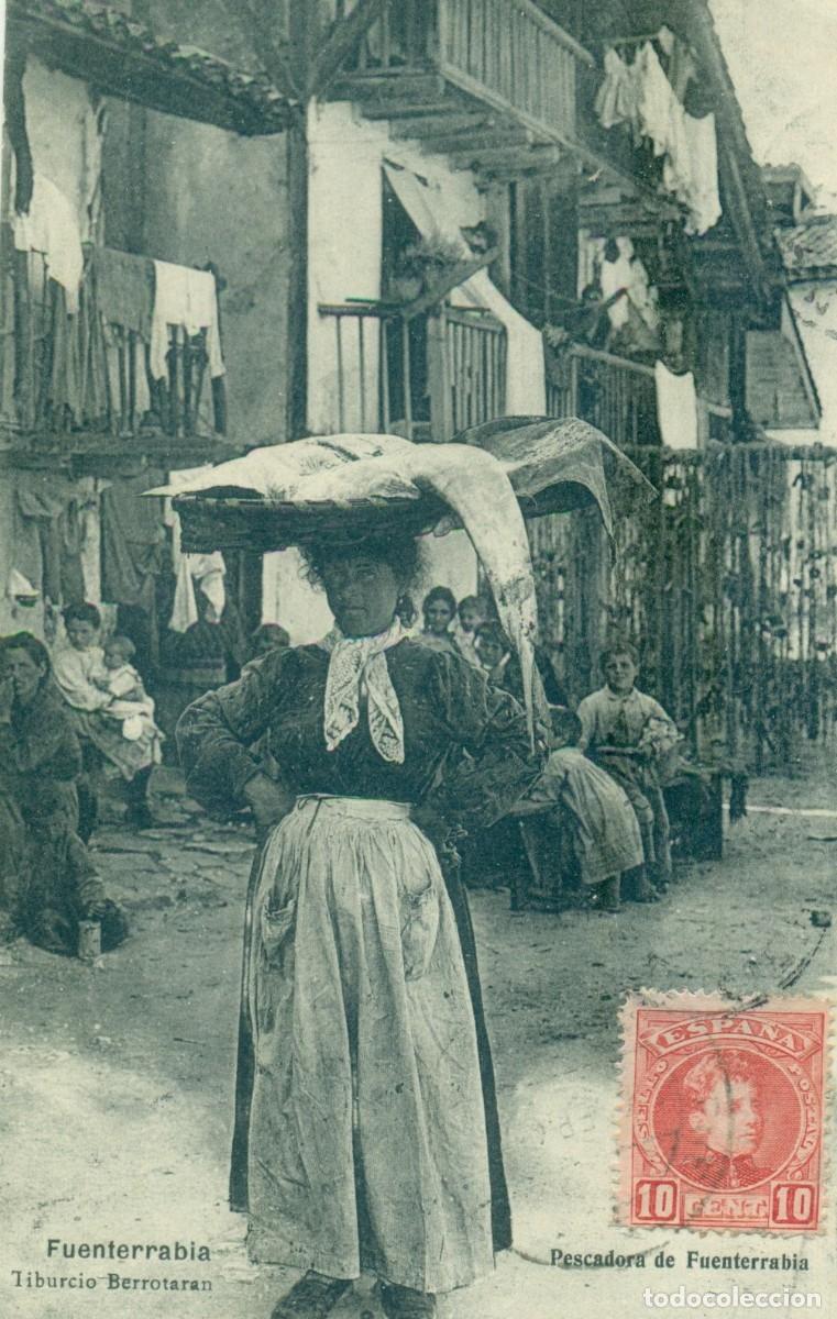 Postales: PESCADORA DE FUENTERRAB&Iacute;A. TIBURCIO BERROTAR&Aacute;N. CIRCULADA EN 1905
