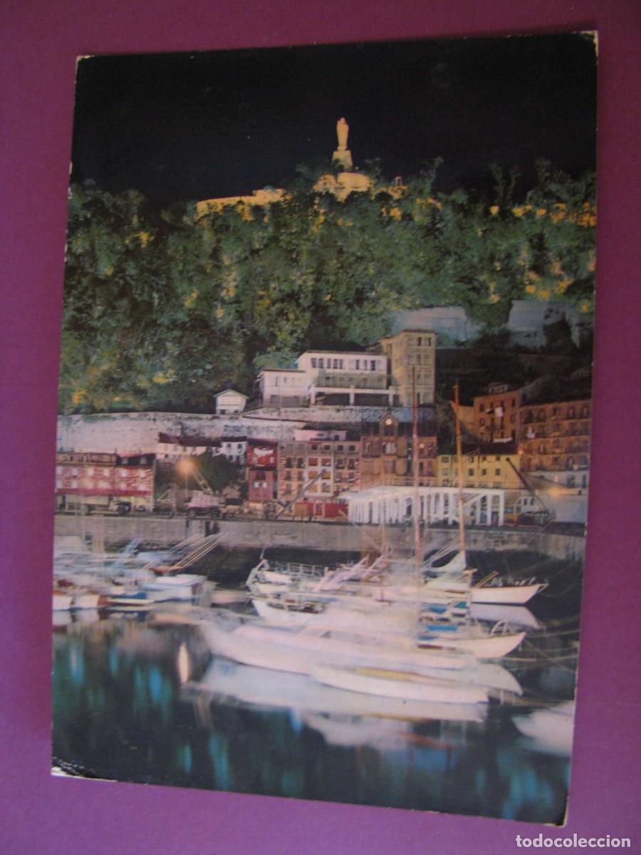 Cartoline: POSTAL DE SAN SEBASTIAN. EL PUERTO Y MONTE URGULL. NOCTURNA. ARRIBAS. CIRCULADA