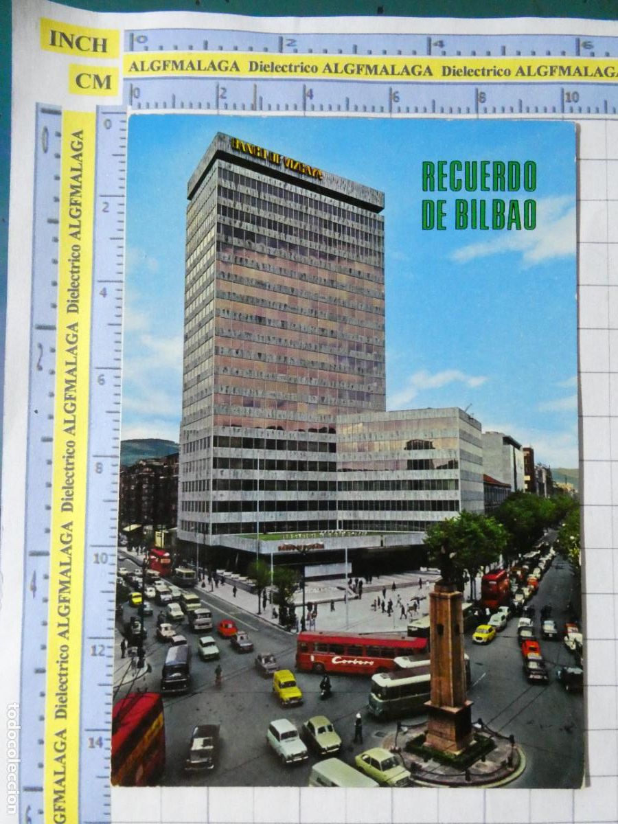 Postales: POSTAL DE VIZCAYA. A&Ntilde;O 1969. BILBAO PLAZA ESPA&Ntilde;A BANCO COCHES 7348 SAN CAYETANO. 998