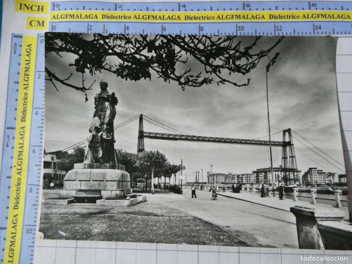 Postales: POSTAL DE VIZCAYA. A&Ntilde;OS 30 50. PORTUGALETE MONUMENTO A VICTOR CHAVARRI PUENTE DE VIZCAYA. 1015