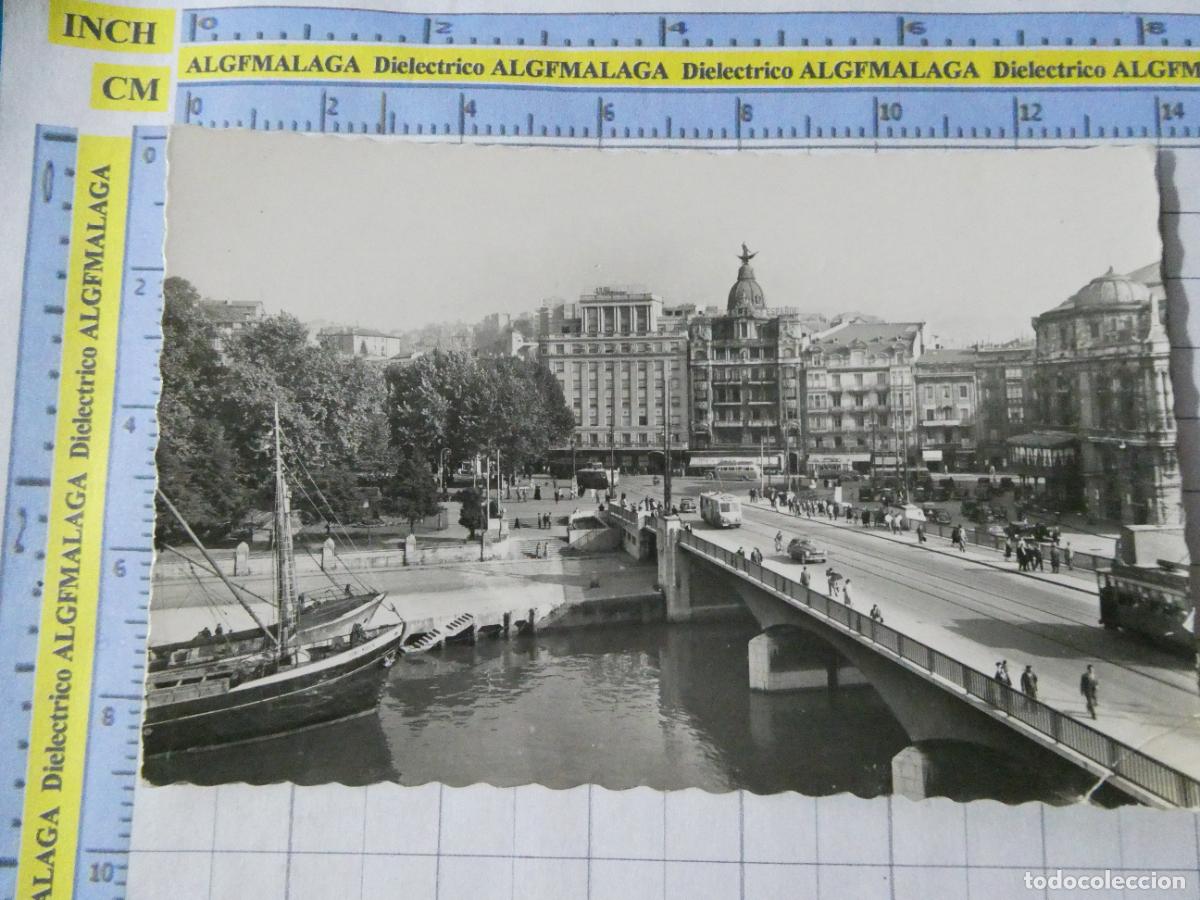 Postales: POSTAL DE VIZCAYA. A&Ntilde;OS 30 50. BILBAO PUENTE DE LA VICTORIA Y TEATRO ARRIAGA 14 GARRABELLA. 1017