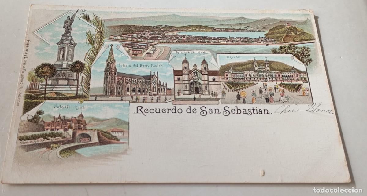 Postales: Postal Recuerdo de San Sebasti&aacute;n litogr&aacute;fica